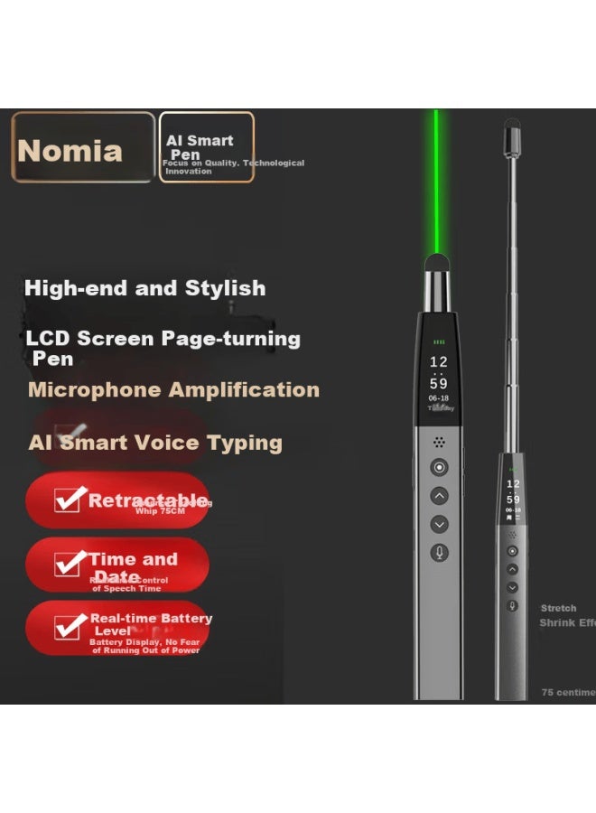Noomya N97 High-power Green Laser Pointer, Ai Voice Extendable Electronic Teaching Pointer With Microphone, Amplifier, Page-turning Pen, Multimedia Presentation Pen With Microphone For Whiteboard Writing, Screen Clearing And Line Drawing - Image 1