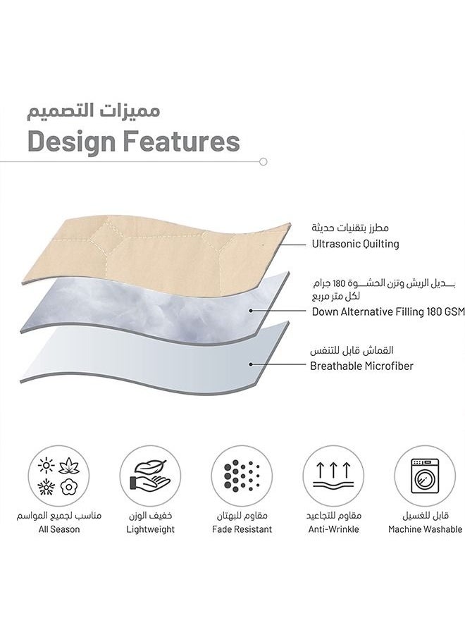 Arabest 4-Piece Quilted Compressed Comforter Set For All Season Microfiber Cream Single 160x210cm  - Image 4