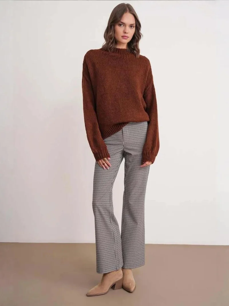 MixRay Mixray Relaxed Fit Crew Neck Thick Knit Sweater
