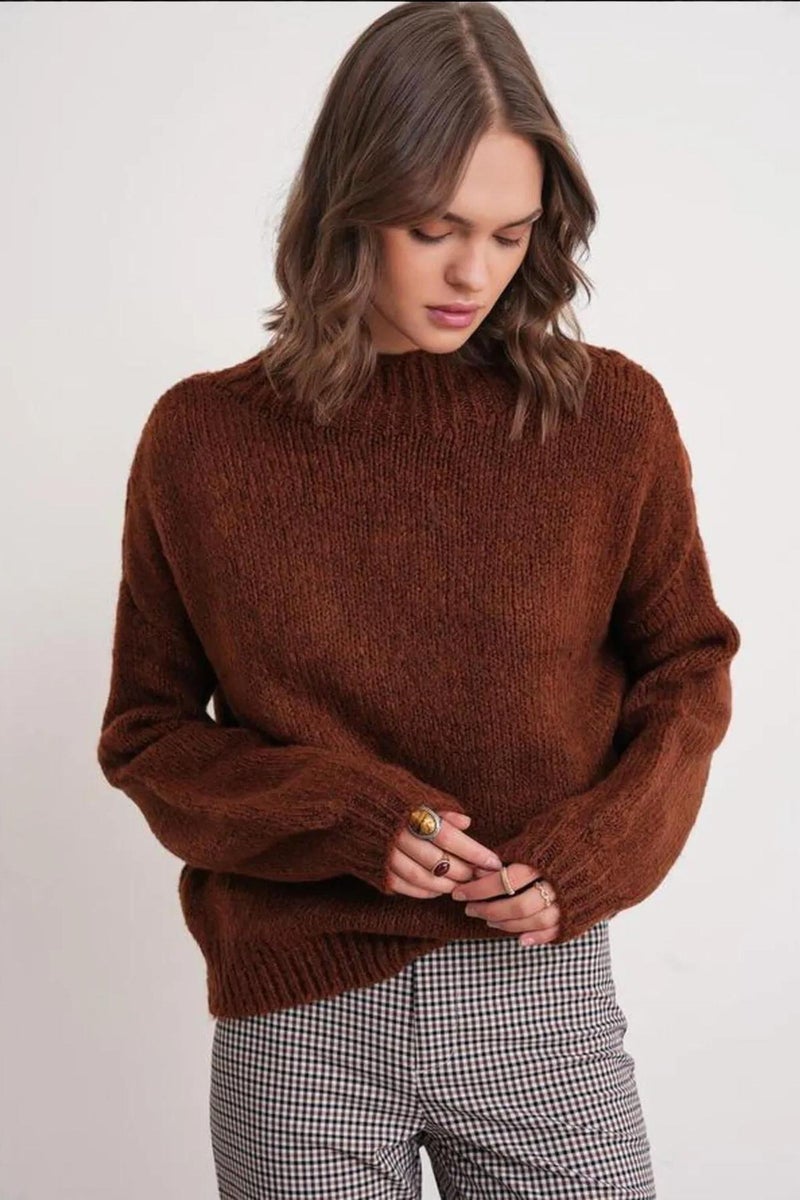 Mixray Relaxed Fit Crew Neck Thick Knit Sweater - Image 3