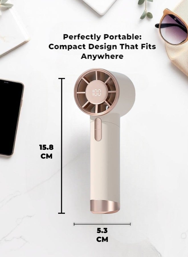 Circuit Green Turbo Handheld Fan, 1800mAh Rechargeable Mini Fan with Lanyard, 5 Speeds, LED Display, High Speed Cooling, Portable USB Personal Fan for Travel/Outdoor/Indoor - Image 4