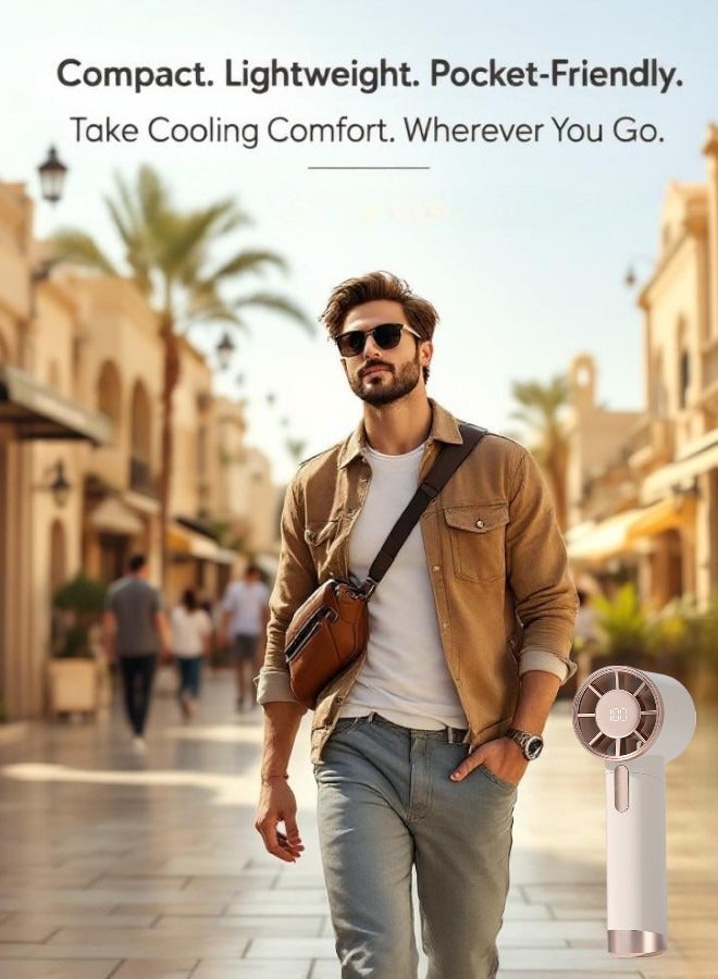 Circuit Green Turbo Handheld Fan, 1800mAh Rechargeable Mini Fan with Lanyard, 5 Speeds, LED Display, High Speed Cooling, Portable USB Personal Fan for Travel/Outdoor/Indoor - Image 2