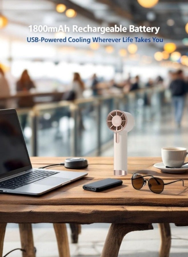 Circuit Green Turbo Handheld Fan, 1800mAh Rechargeable Mini Fan with Lanyard, 5 Speeds, LED Display, High Speed Cooling, Portable USB Personal Fan for Travel/Outdoor/Indoor - Image 3