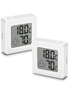 2Pcs Room Thermometer Hygrometer Indoor For Cigar Humidor Mini Digital Temperature Humidity Gauge With Clear Lcd Display For Cigar Humidor Home Baby Office Home Garden