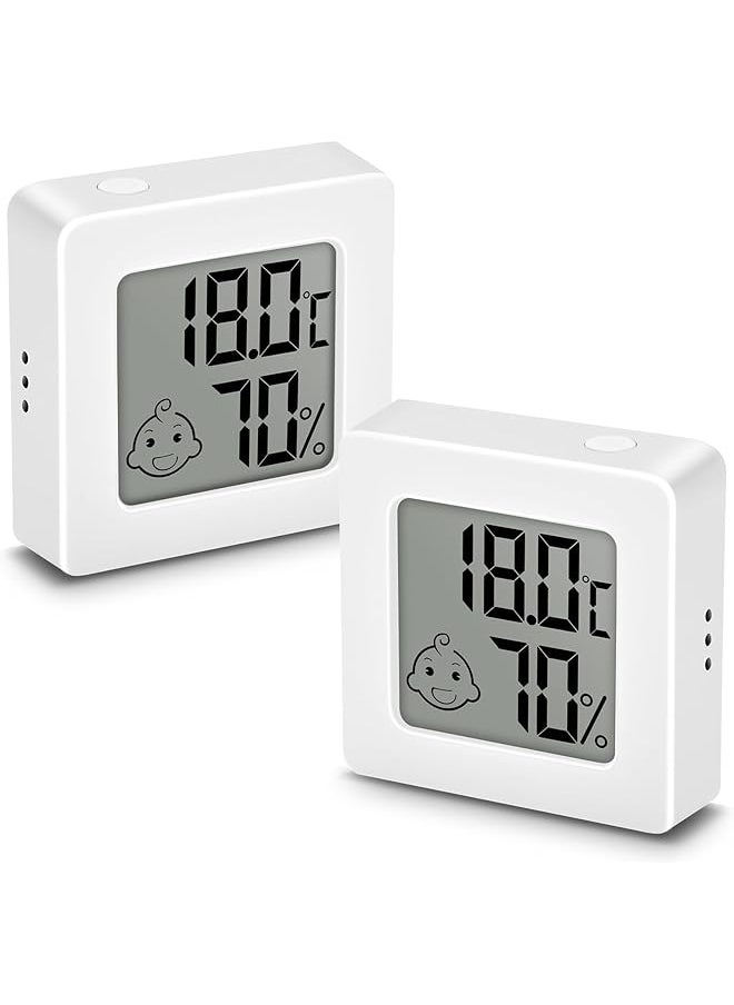 erorex - 2Pcs Room Thermometer Hygrometer Indoor For Cigar Humidor Mini Digital Temperature Humidity Gauge With Clear Lcd Display For Cigar Humidor Home Baby Office Home Garden - Image 1