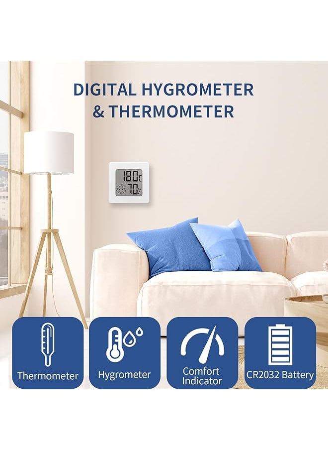 erorex - 2Pcs Room Thermometer Hygrometer Indoor For Cigar Humidor Mini Digital Temperature Humidity Gauge With Clear Lcd Display For Cigar Humidor Home Baby Office Home Garden - Image 1
