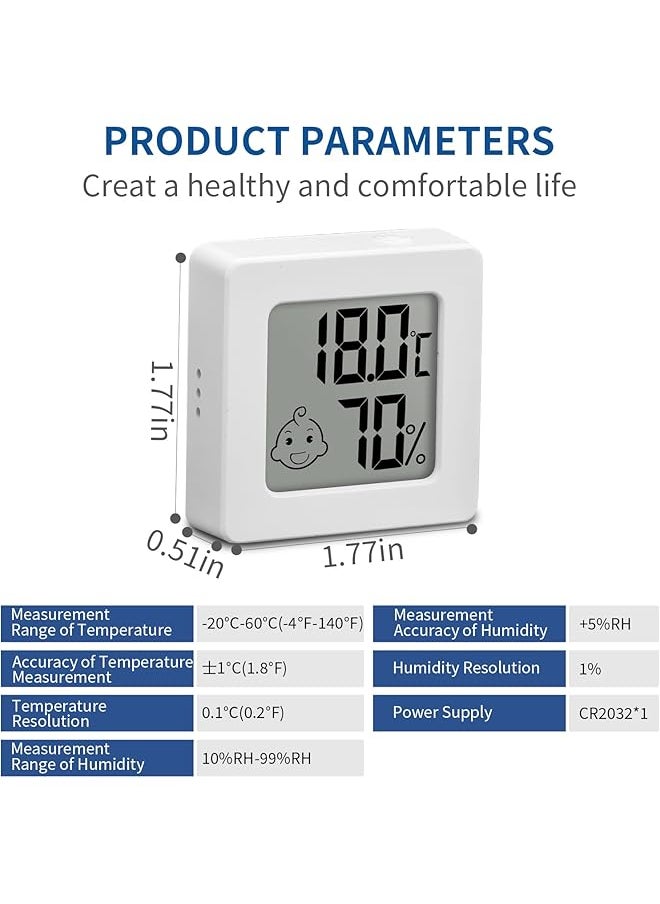 erorex - 2Pcs Room Thermometer Hygrometer Indoor For Cigar Humidor Mini Digital Temperature Humidity Gauge With Clear Lcd Display For Cigar Humidor Home Baby Office Home Garden - Image 1