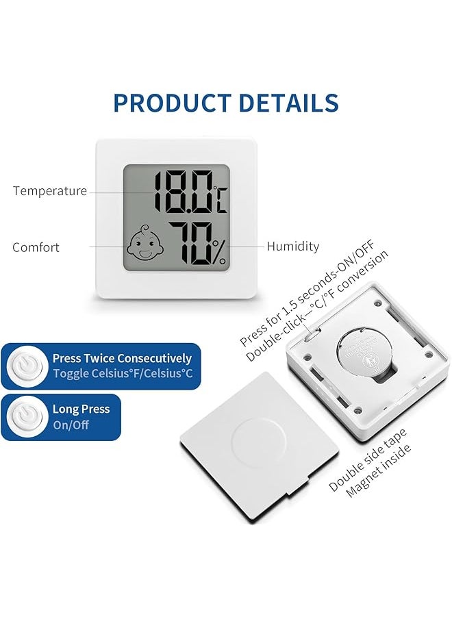 erorex - 2Pcs Room Thermometer Hygrometer Indoor For Cigar Humidor Mini Digital Temperature Humidity Gauge With Clear Lcd Display For Cigar Humidor Home Baby Office Home Garden - Image 1