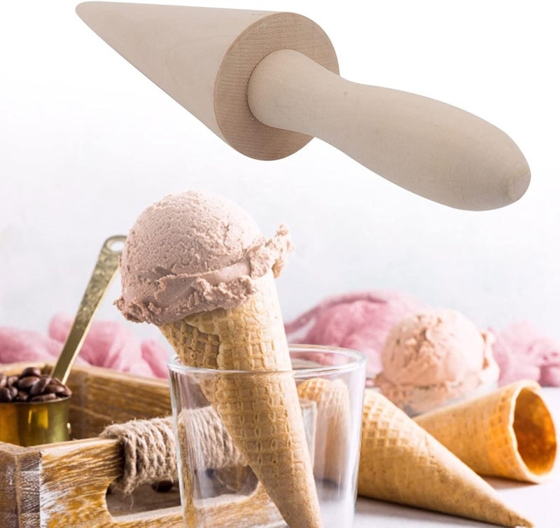 Kodrily Waffle Cone Roller, Wood Ice Cream Cone Maker, Sturdy Wooden Ice Cream Cone Mold Pastry Tool Accessory for Cooking Baking DIY Decorating Pizzelle Kitchen, 9.1 x 1.8 x 1.8in - Image 4