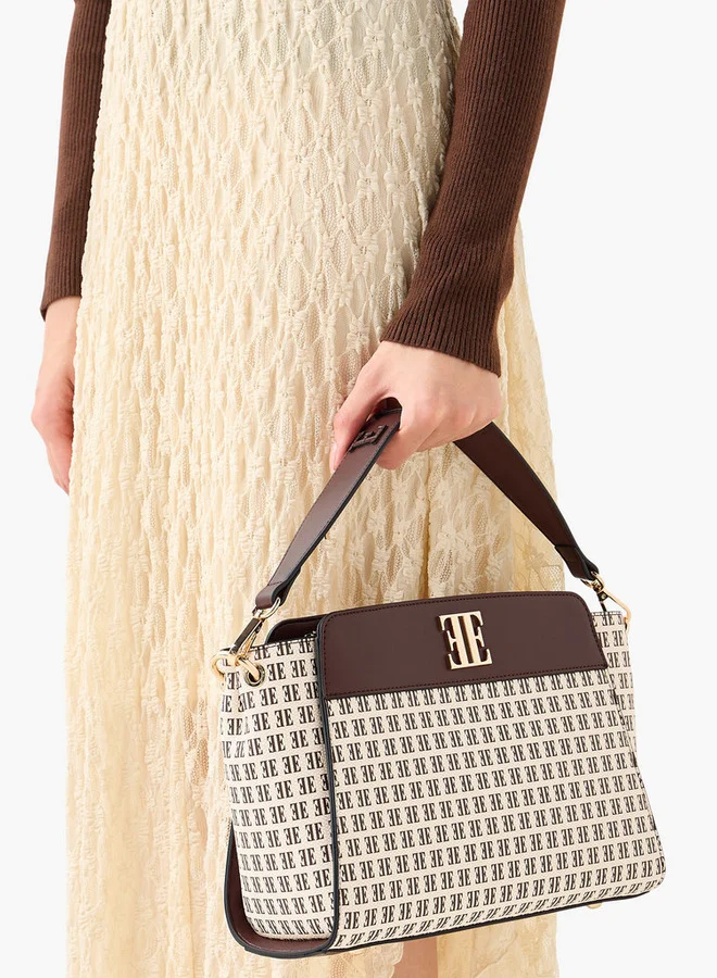 ايل حقيبة يد بطبعة شعار مع حزام قابل للفصل