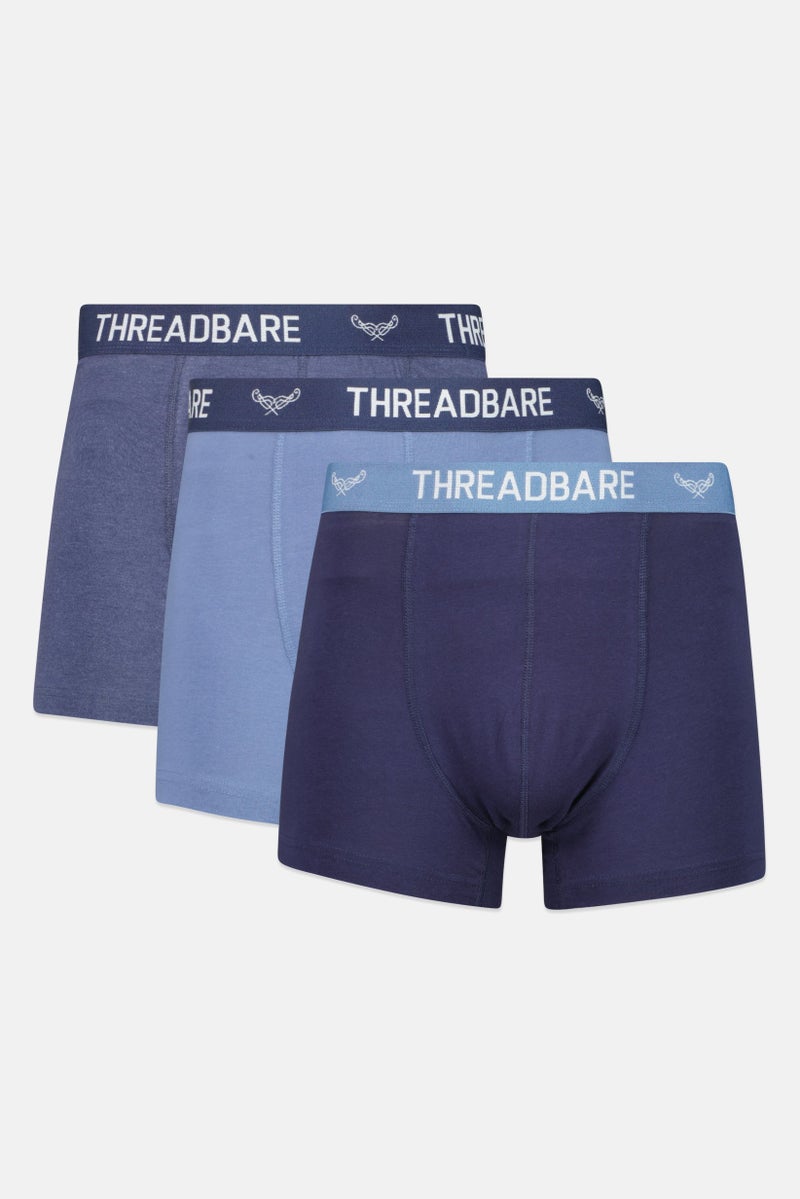 Threadbare Men 3 Pcs Brand Logo Boxer Briefs, Multicolor - Image 1