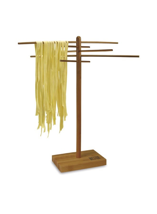 Weston Bamboo Pasta Drying Rack (53-0201), 10 Drying Arms, 16" Tall, 14" Wide, Stores Flat - Image 1