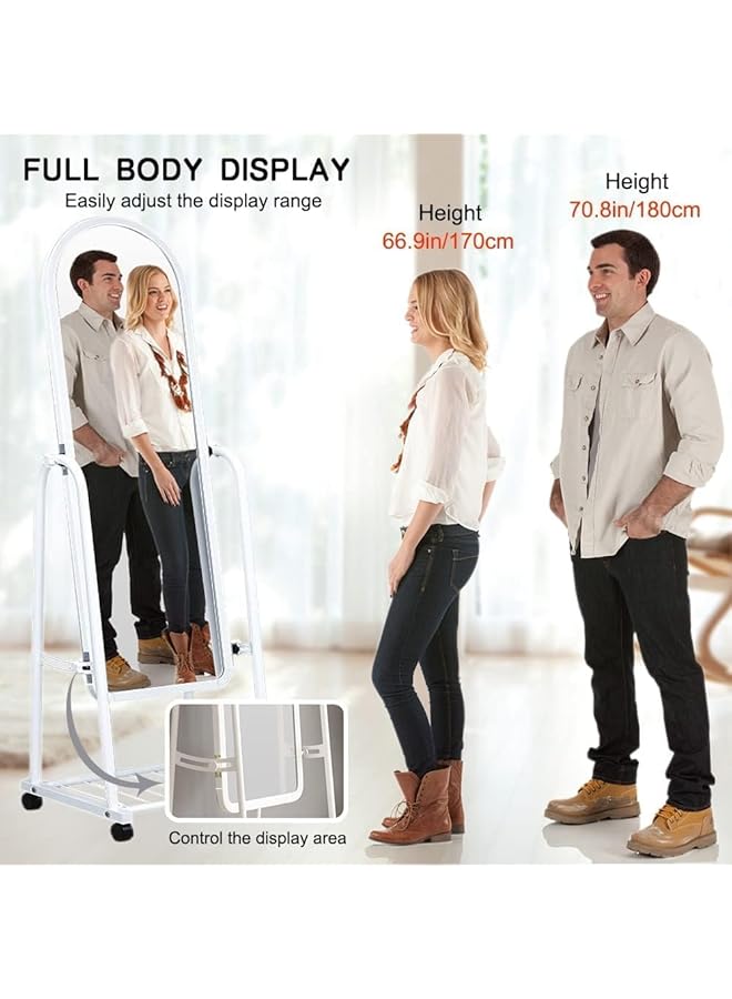 إيروريكس مرآة تزيينية كاملة الطول للأرضية بتصميم أنيق ومثالي لغرف النوم وغرف المعيشة والممرات وغرف تبديل الملابس، باللون الأبيض 160×38 سم - Image 4