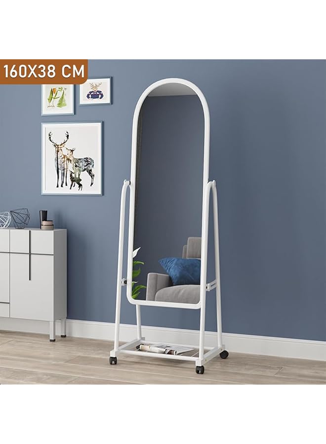 إيروريكس مرآة تزيينية كاملة الطول للأرضية بتصميم أنيق ومثالي لغرف النوم وغرف المعيشة والممرات وغرف تبديل الملابس، باللون الأبيض 160×38 سم - Image 2