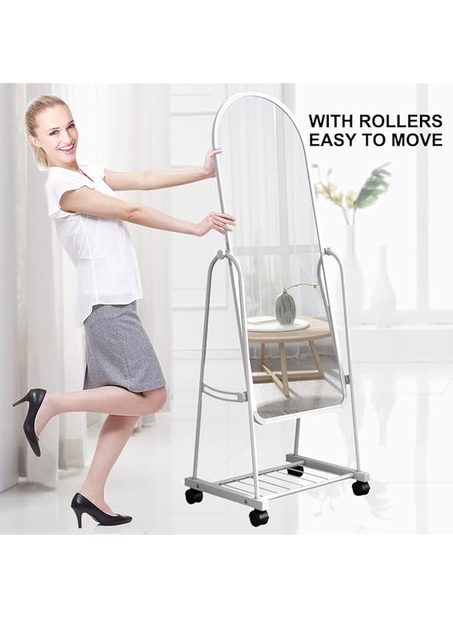 إيروريكس مرآة تزيينية كاملة الطول للأرضية بتصميم أنيق ومثالي لغرف النوم وغرف المعيشة والممرات وغرف تبديل الملابس، باللون الأبيض 160×38 سم - Image 3