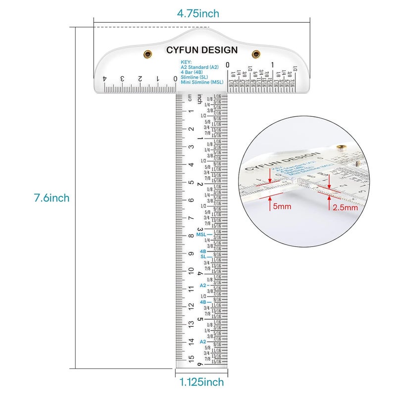 CYFUN DESIGN 6-Inch Acrylic Clear T-Square Ruler, 1 Pack - Professional Drafting Tool for Art, Crafting, and General Layout Work - Image 3