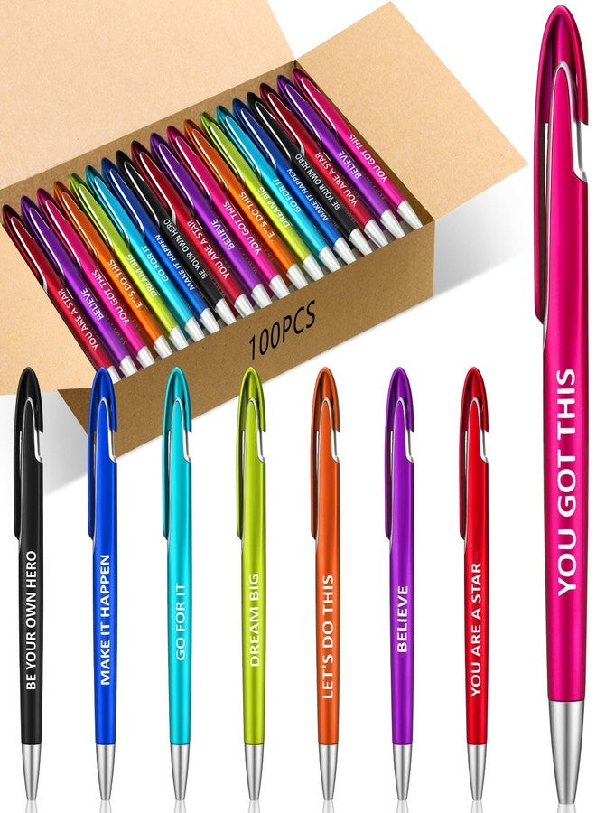 Lincia 100 Pcs Positive Theme Ballpoint Pens Bulk with Inspirational Quotes Retractable Medium Point Affirmation Pens with Black Ink Thank You Gifts for Back to School, Nurse, Teacher - Image 1