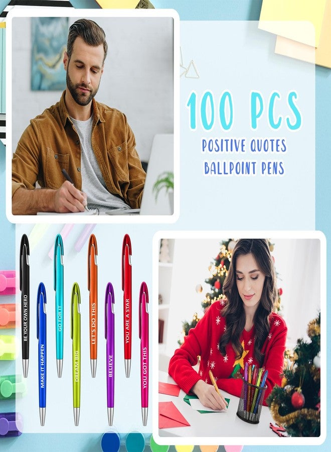 Lincia 100 Pcs Positive Theme Ballpoint Pens Bulk with Inspirational Quotes Retractable Medium Point Affirmation Pens with Black Ink Thank You Gifts for Back to School, Nurse, Teacher - Image 4