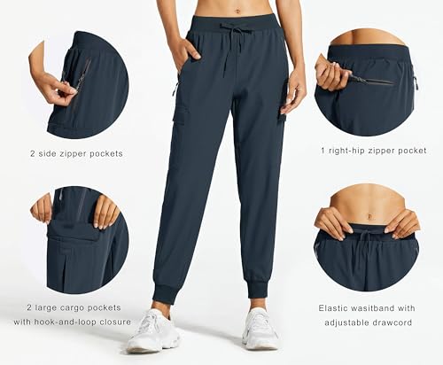 Libin Women's Cargo Joggers Lightweight Quick Dry Hiking Pants Athletic Lounge Casual Travel, Navy M - Image 2