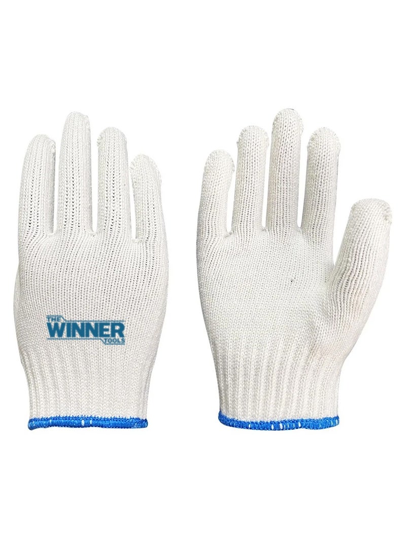 وينر WINNER Tools - طقم قفازات عمل 10 قطع قطن بولي قفازات قماش قطن 40%/بوليستر 60% - Image 3