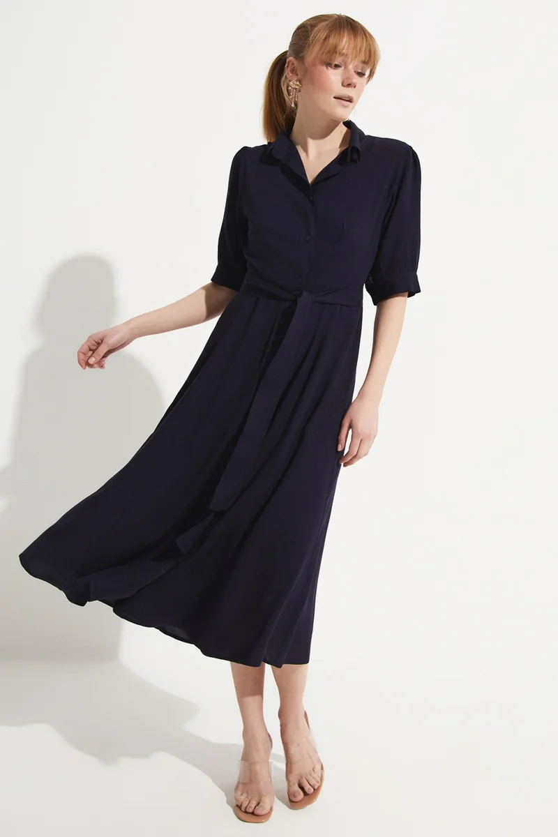JUNE 100% Viscose Shirt Dress