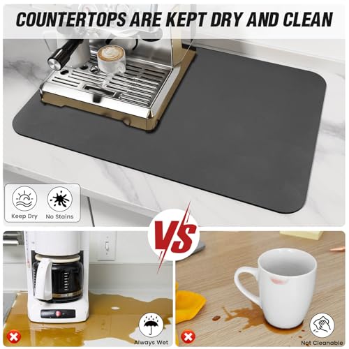 DK177 Coffee Mat - Dish Drying Mat for Kitchen Counter , Hide Stain, Absorbent with Waterproof Rubber Backing, Fit Kitchen Dish Rack Bar Accessories, 24" x 16" - Image 3