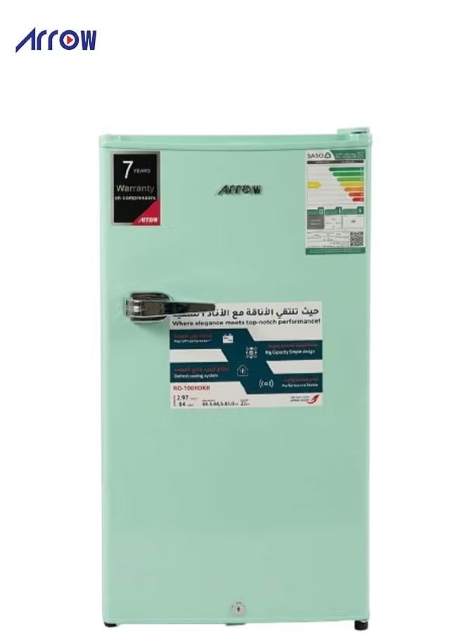 ارو ثلاجة باب واحد - 84 لترًا (3 قدم مكعب) - تحكم ميكانيكي -  غاز تبريد R600a منخفض الضوضاء - أخضر - RO-100RDKR - Image 1