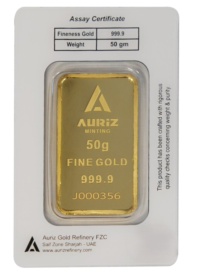 AURIZ MINTING Rizan Jewellery - Auriz Minting 50Gm 24K Gold Bar Burj Al Arab Design - Image 2