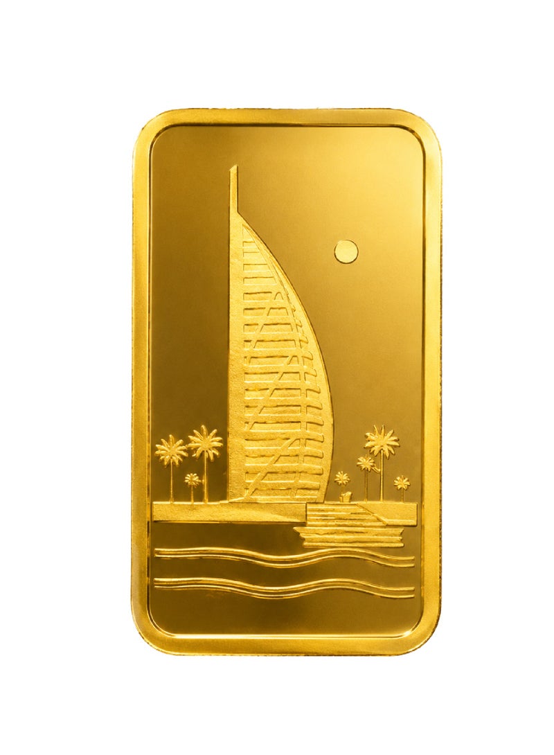 أوريز سك مجوهرات ريزان - سكة ذهب عيار 24 وزن 50 غرام بتصميم برج العرب (مع فاتورة) - Image 3