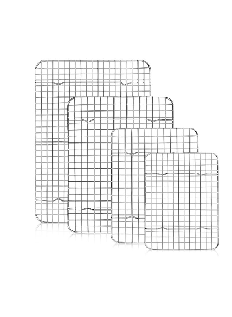 TeamFar TeamFar Cooling Rack Set of 4, Stainless Steel Grid Cooking Roasting Racks for Various Size Baking Sheet Toaster Oven Pan, Healthy & Heavy Duty, Mirror Finish & Dishwasher Safe - Image 1