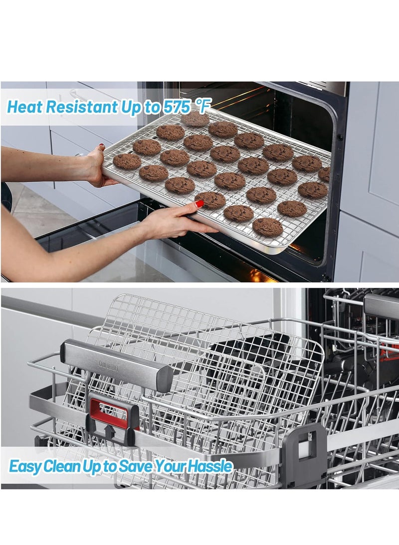 TeamFar TeamFar Cooling Rack Set of 4, Stainless Steel Grid Cooking Roasting Racks for Various Size Baking Sheet Toaster Oven Pan, Healthy & Heavy Duty, Mirror Finish & Dishwasher Safe - Image 4