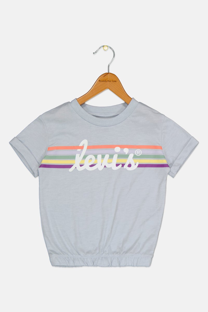 Levi's Toddlers Girl Short Sleeve Brand Logo T-Shirt, Light Blue - Image 1