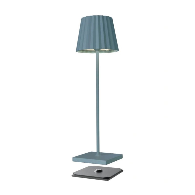 Sompex Troll 2.0 LED Table Lamp | IP54 (splash and dust proof) | 2 warm white light colours | Stepless touch dimmer | Wireless Indoor & Outdoor | Aluminium | Brightness memory | H 38 cm - Blue - Image 3