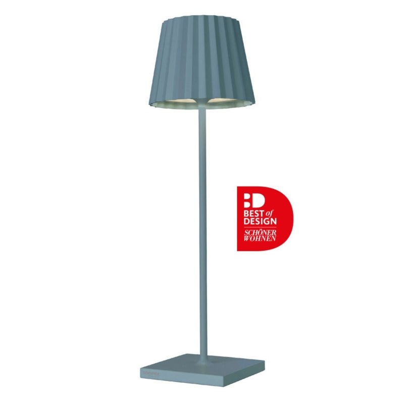 Sompex Troll 2.0 LED Table Lamp | IP54 (splash and dust proof) | 2 warm white light colours | Stepless touch dimmer | Wireless Indoor & Outdoor | Aluminium | Brightness memory | H 38 cm - Blue - Image 1