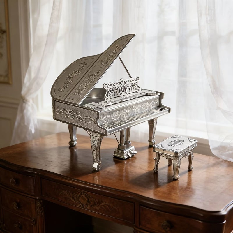Glue Free DIY Metal Puzzle Assembly Piano Model Silvery 3D Stereoscopic Toy Musical Instrument Craft Home Decoration Ornament Artwork Educational Puzzle Christmas Halloween Gift - Image 3