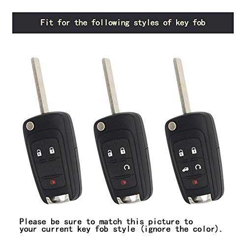 TANGSEN Flip Key Fob Case Compatible with Buick Chevrolet Chevy GMC 3 4 5 Button Keyless Entry Remote Control Accessories Personalized Double Protective Cover ABS Plastic Carbon Fiber Black Silicone - Image 4