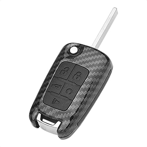 TANGSEN Flip Key Fob Case Compatible with Buick Chevrolet Chevy GMC 3 4 5 Button Keyless Entry Remote Control Accessories Personalized Double Protective Cover ABS Plastic Carbon Fiber Black Silicone - Image 5