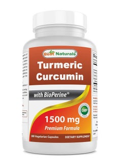 Best Naturals Turmeric Curcumin 1500mg/Serving with Bioperine - 180 Veggie Capsules  - Image 1