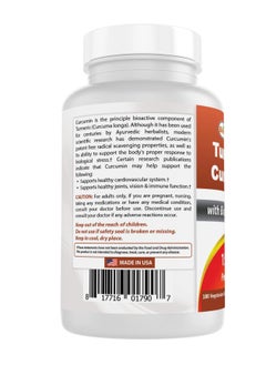 Best Naturals Turmeric Curcumin 1500mg/Serving with Bioperine - 180 Veggie Capsules  - Image 3