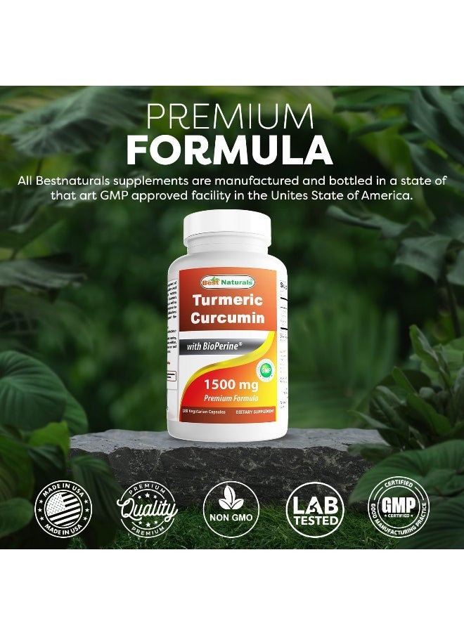 Best Naturals Best Naturals Turmeric Curcumin 1500mg/Serving with Bioperine - 180 Veggie Capsules  - Image 5