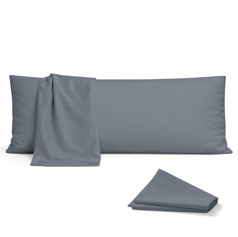 Rohi Bolster Pillow Cases - Soft Polycotton Body Pillow Cover – Hypoallergenic & Breathable Long Pillow Cover (4.6ft (54") Double Bed, Grey) - Image 1