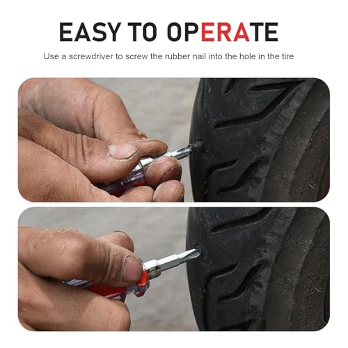 Dogary 30 PCS Tire Repair Nail, Self-service Vacuum Tire Quick Repair Rubber Screw Nail, Waterproof Self-tapping Tight Fit Screw Plugs Set, Universal Portable Puncture Wonder Tool (Black) - Image 3