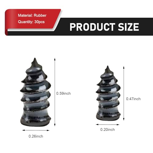 Dogary 30 PCS Tire Repair Nail, Self-service Vacuum Tire Quick Repair Rubber Screw Nail, Waterproof Self-tapping Tight Fit Screw Plugs Set, Universal Portable Puncture Wonder Tool (Black) - Image 2