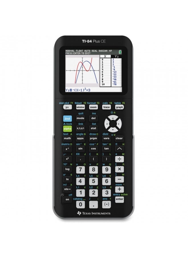 TEXAS INSTRUMENTS Texas Instruments Ti-84 Plus Ce Color Graphing Calculator, Black 7.5 Inch  - Image 1