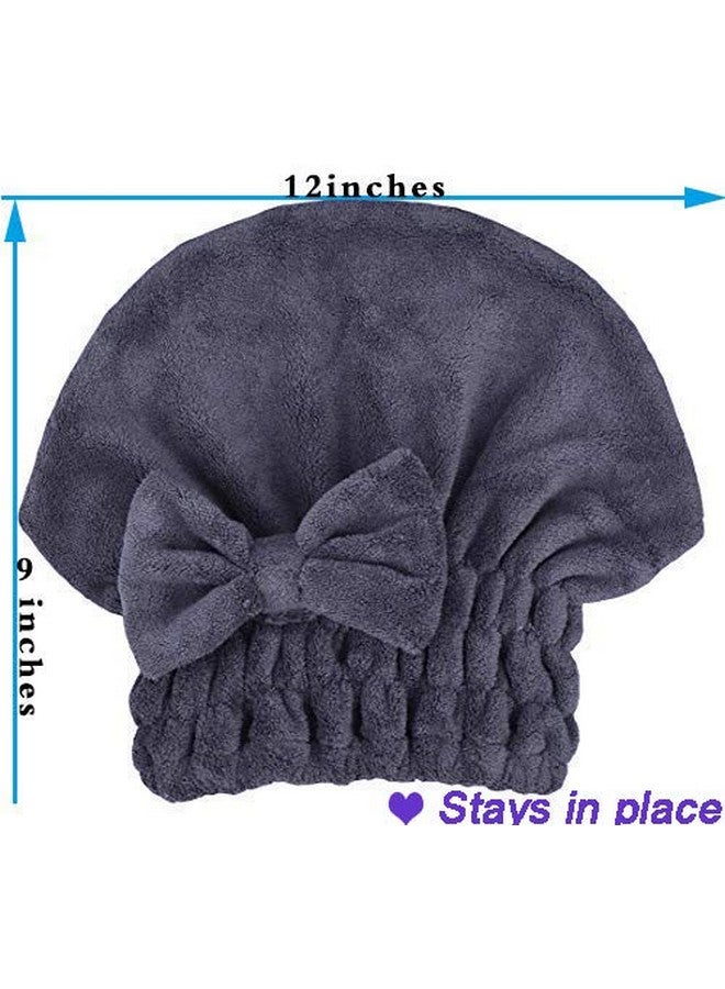 MAYOUTH MAYOUTH Microfiber Hair Drying Towels Head wrap with Bow-Knot Shower Cap Hair Turban hairWrap Bath Cap for Curly Long & Wet Hair Gift for Women 2pack - Image 3