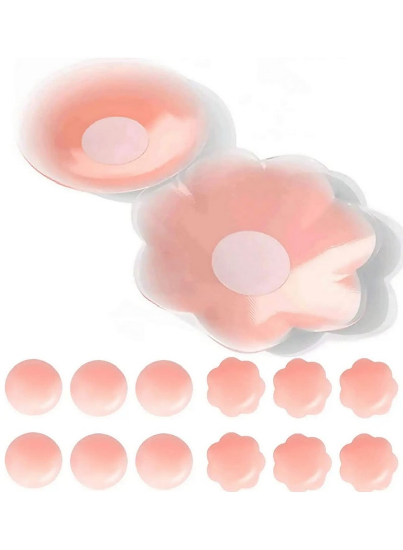 6 Pair Reusable Women Breast Petals Lift Nipple Cover Invisible Petal Adhesive Strapless Backless Stick on Bra Silicone Breast Stickers Nude Pasties for Wedding Dress Bikini Swimwear 6.5cm - Image 4
