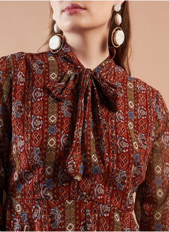 Freehand - Women Fit and Flared Casual Indie Print Handkerchief Dress - Image 1