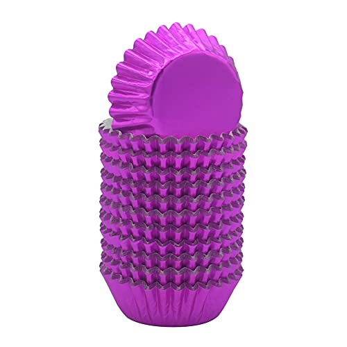 Huaswan Pink Foil Cupcake Liners Mini Paper Baking Cups for Baby Shower, Birthday and More, 240-Count - Image 1