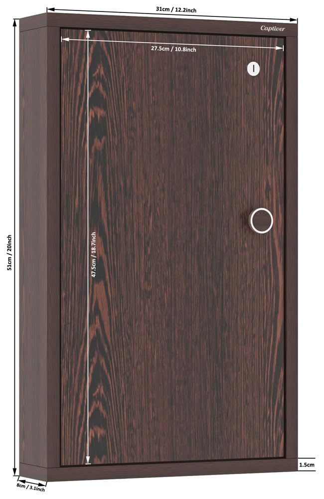 Captiver Box Type Engineered Wood Wall Mount Lockable Key Holder 40 Hooks Wenge Home Office School Hospital Gaurd Room Chabi Keys Items Storage Cabinet Parking Organizer - Image 3