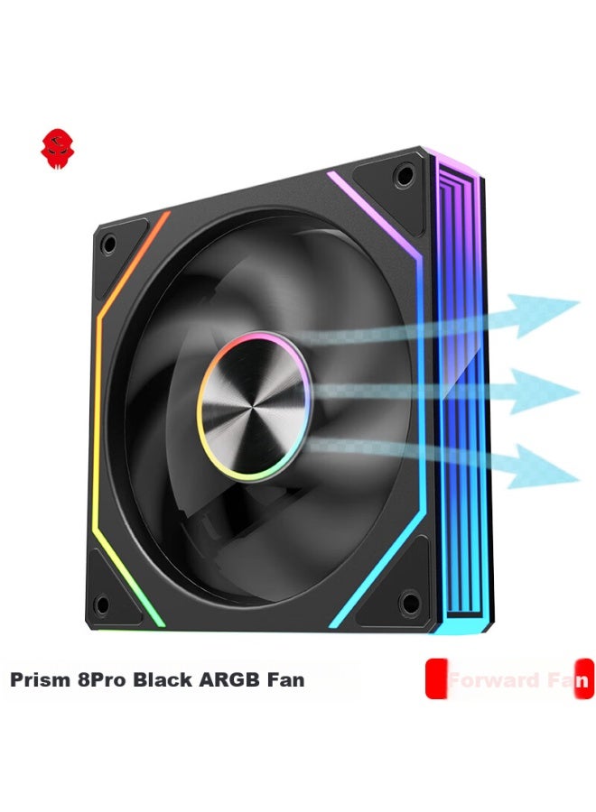 Play Jia Wanjiajingjing 8pro Argb Black Forward Airflow Fan, Case Cooling 12cm Fan, Rgb Synchronization, 5v 3-pin Argb Pwm Temperature-controlled Speed Adjustment - Image 1